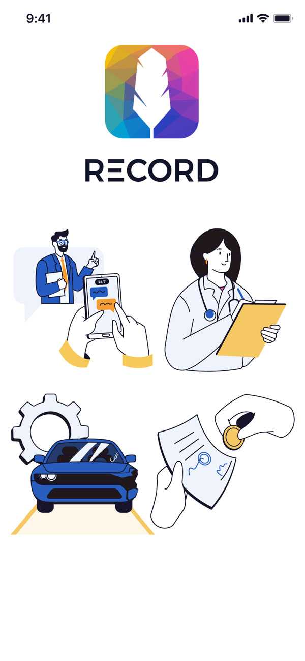 Screenshot of the RECORD App