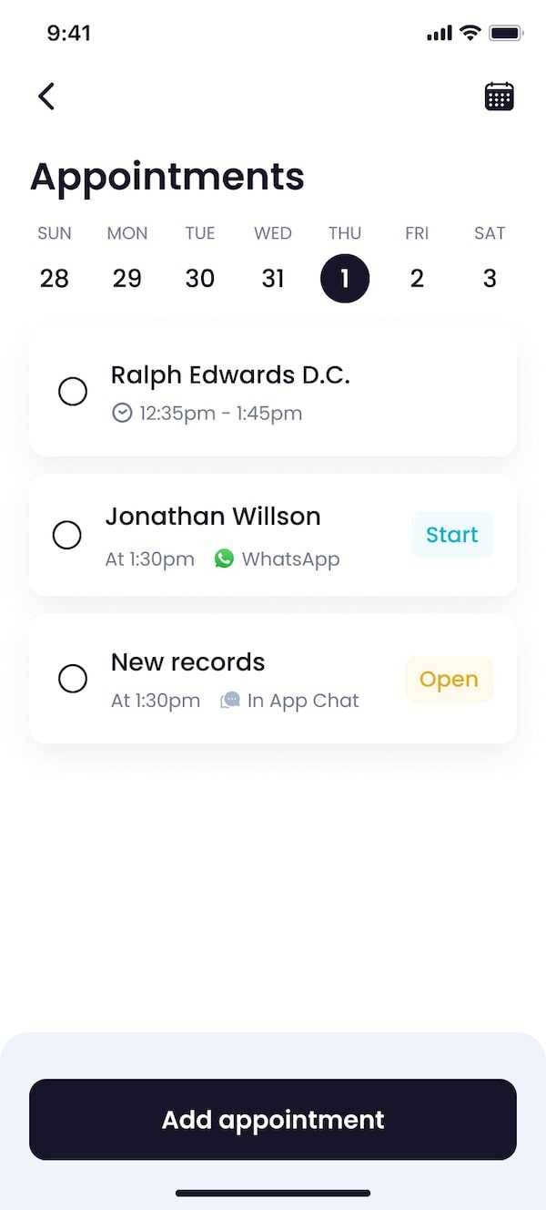 Screenshot of the RECORD App